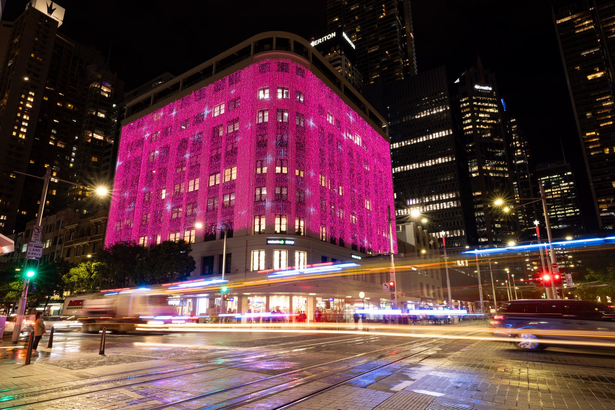 Christmas Lights on Woolworths building