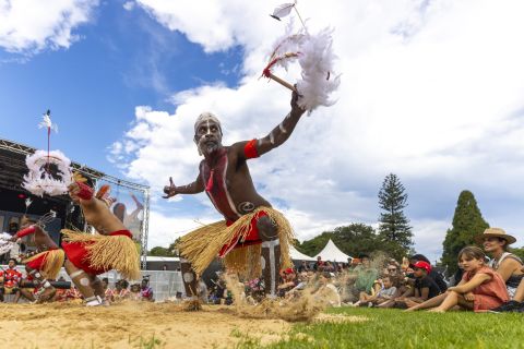 Harbour Beizam performing at Yabun Festival 2023. Image: Joseph Mayers