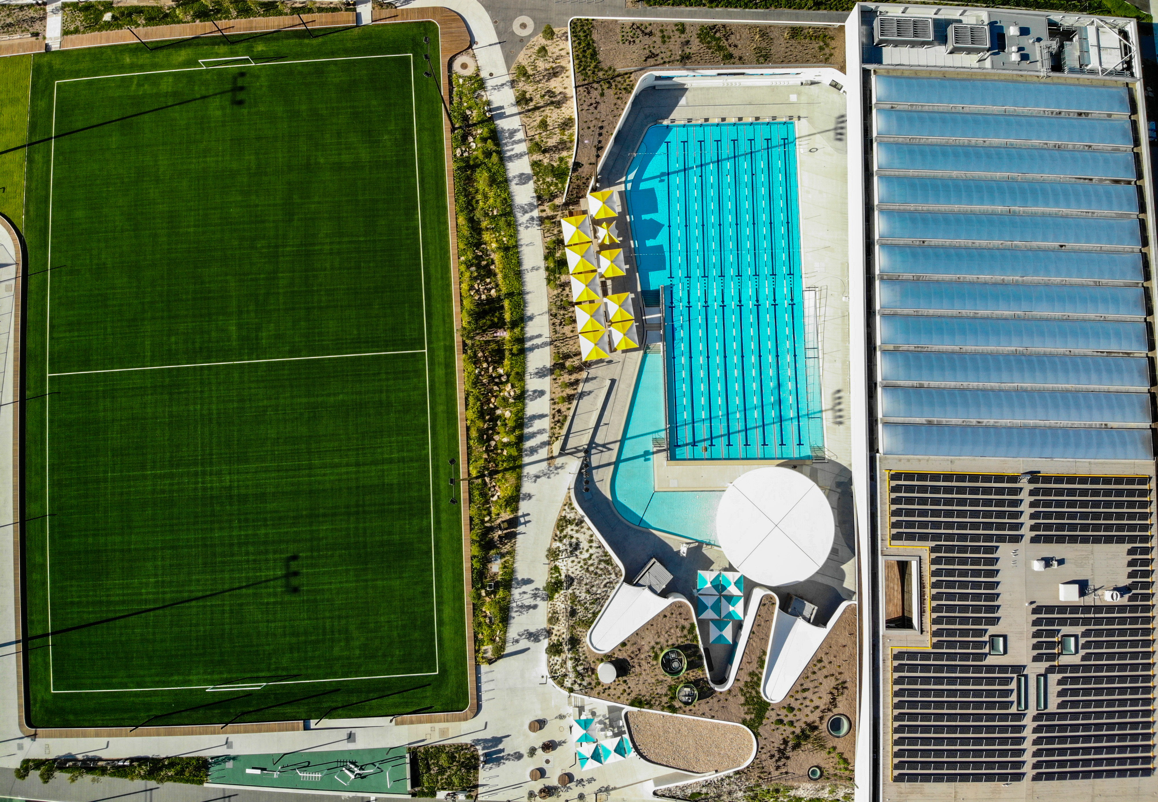 The new synthetic field at Gunyama Park Aquatic and Recreation Centre in Zetland. Image: Chris Southwood/City of Sydney