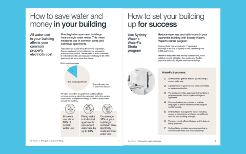 Water guide for apartment buildings