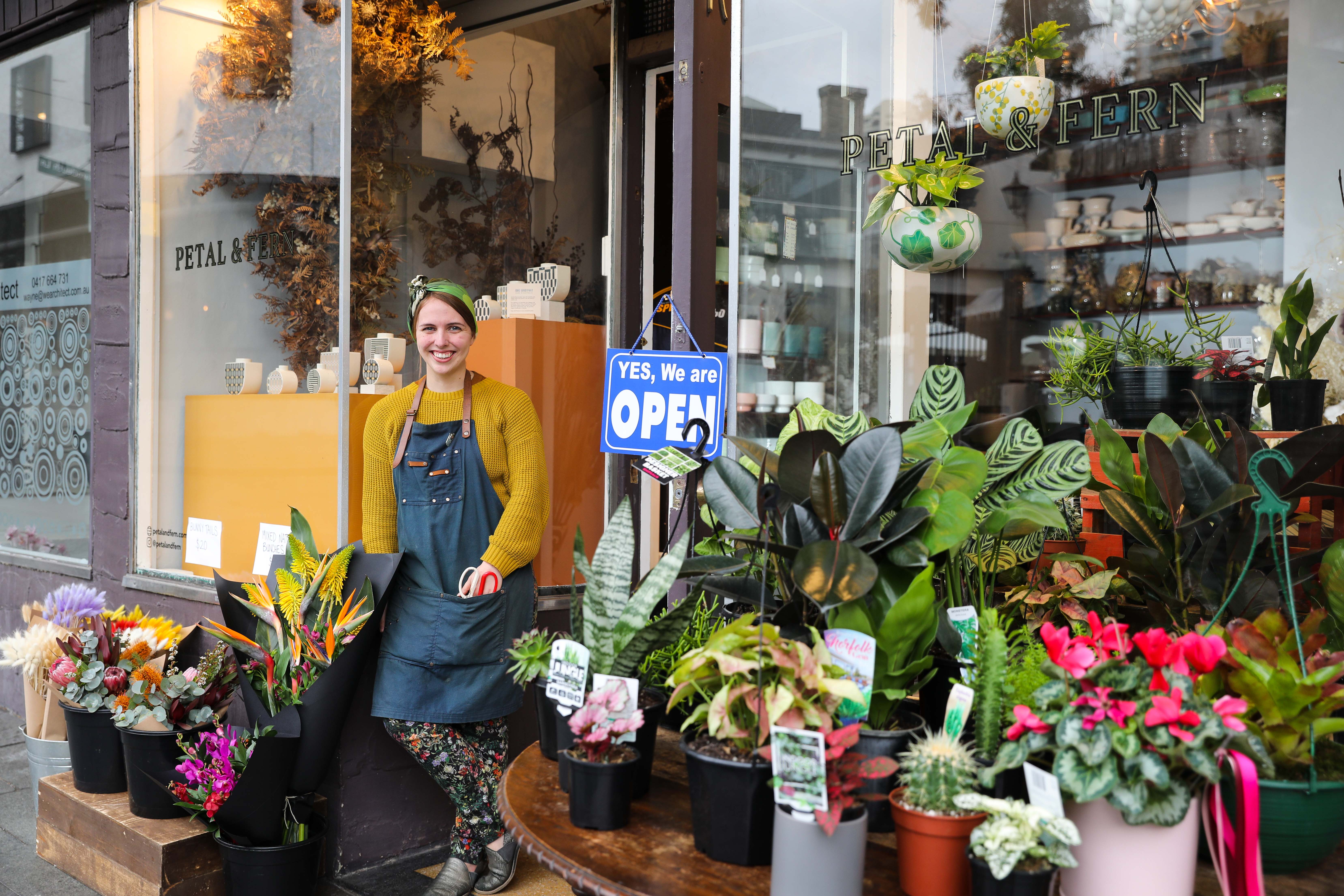 Kathryn Crossley's business, Petal & Fern, pivoted from events to retail following the City's Covid-19 relief grants