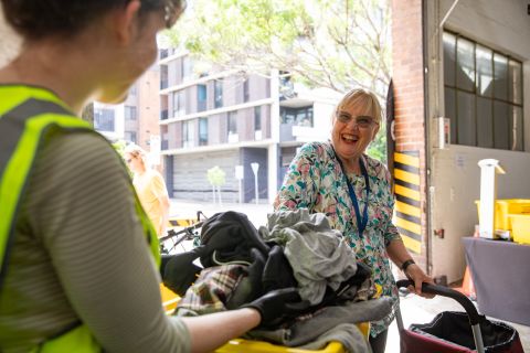 Linda brings a trolley bag full of items for recycling. Image: Chris Southwood, City of Sydney