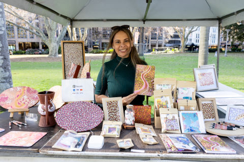 Shop for art, food, homewares, clothing and more at the Gadigal markets in Lower Town Hall. 