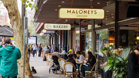 Outdoor dining on Crown Street in Surry Hills, May 2025. Photo: Phoebe Pratt / City of Sydney