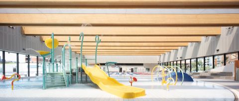 Gunyama Park Aquatic and Recreation Centre kids waterplay area. Credit: Brett Boardman Photography