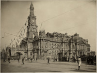 Town Hall decorations for British Fleet, George Street Sydney, 1924, City of Sydney Archives, A-00040173