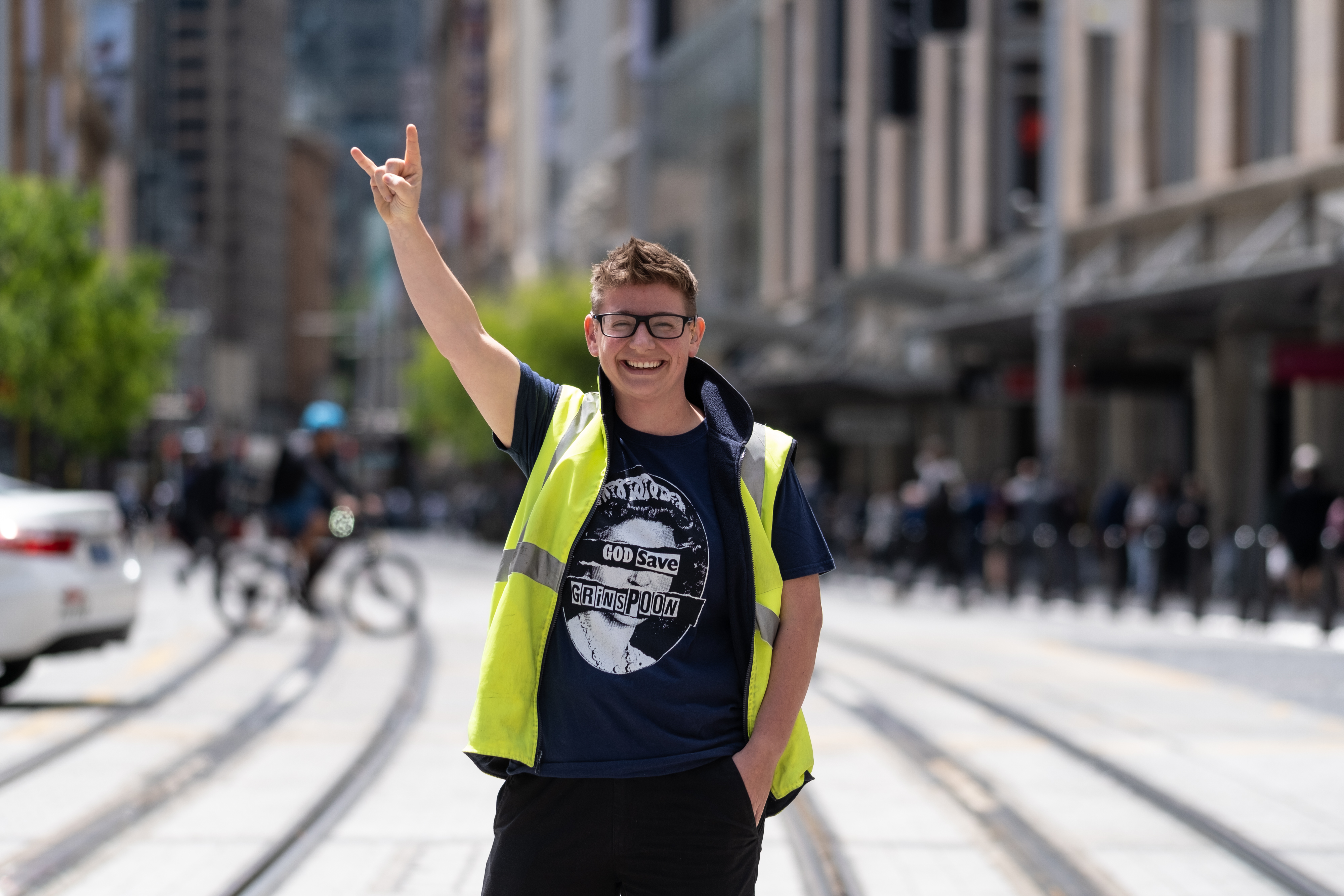 City of Sydney's Tracey Brataniec, rocking a classic Grinspoon t-shirt. Go Grinners! 