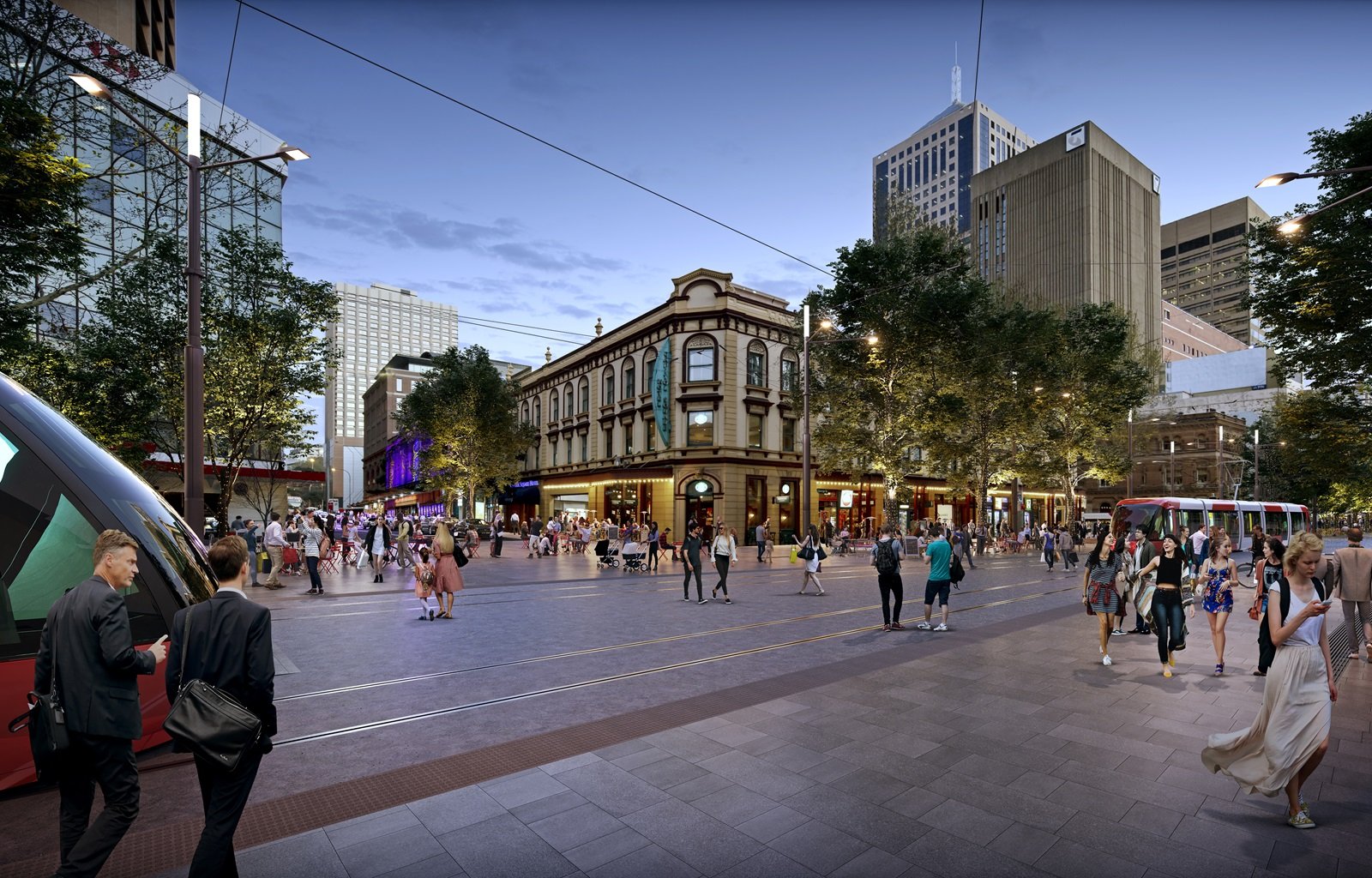 Artist impression of George Street, pedestrianised at Campbell Street