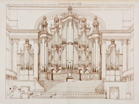The grand organ was designed by William Hill &amp; Sons and sent to Australia in 94 packages. Image: City of Sydney Archives
