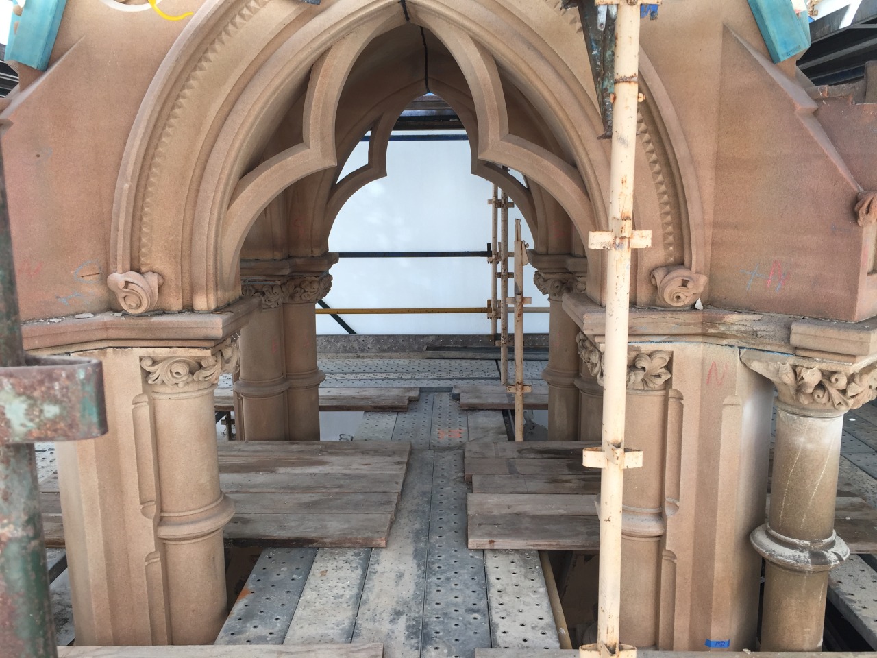 Hand-carved detail on Frazer Fountain.