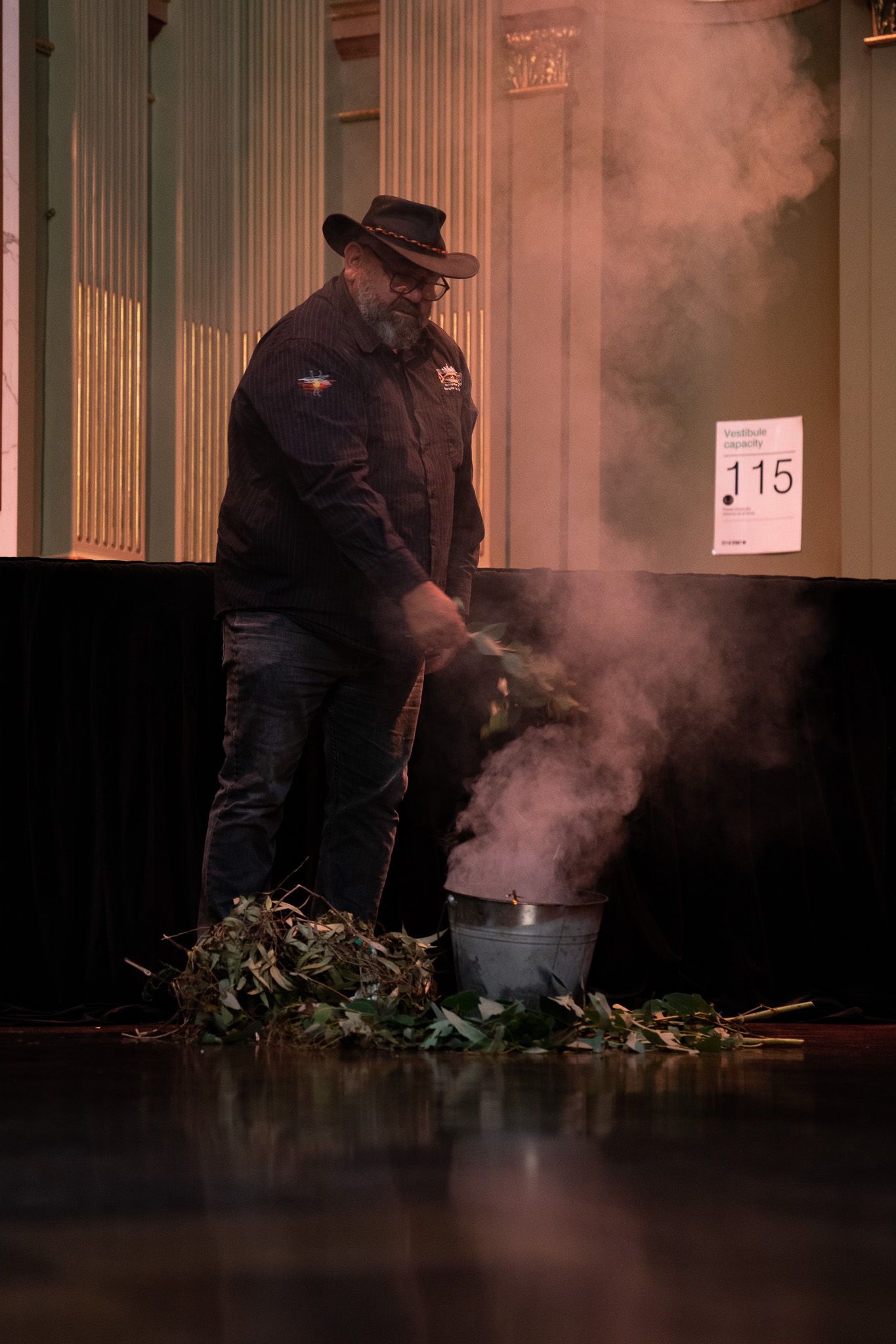 Brendan Kerin conducted a smoking ceremony. Photo: Abril Felman / City of Sydney