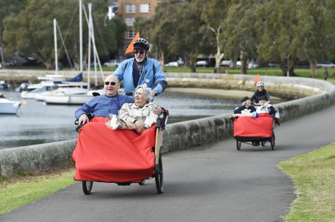 Cycling Without Age pairs volunteer riders with residents from aged care centres.