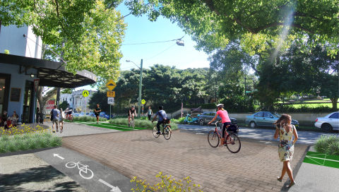 Artist impression of the cycleway on Wilson Street