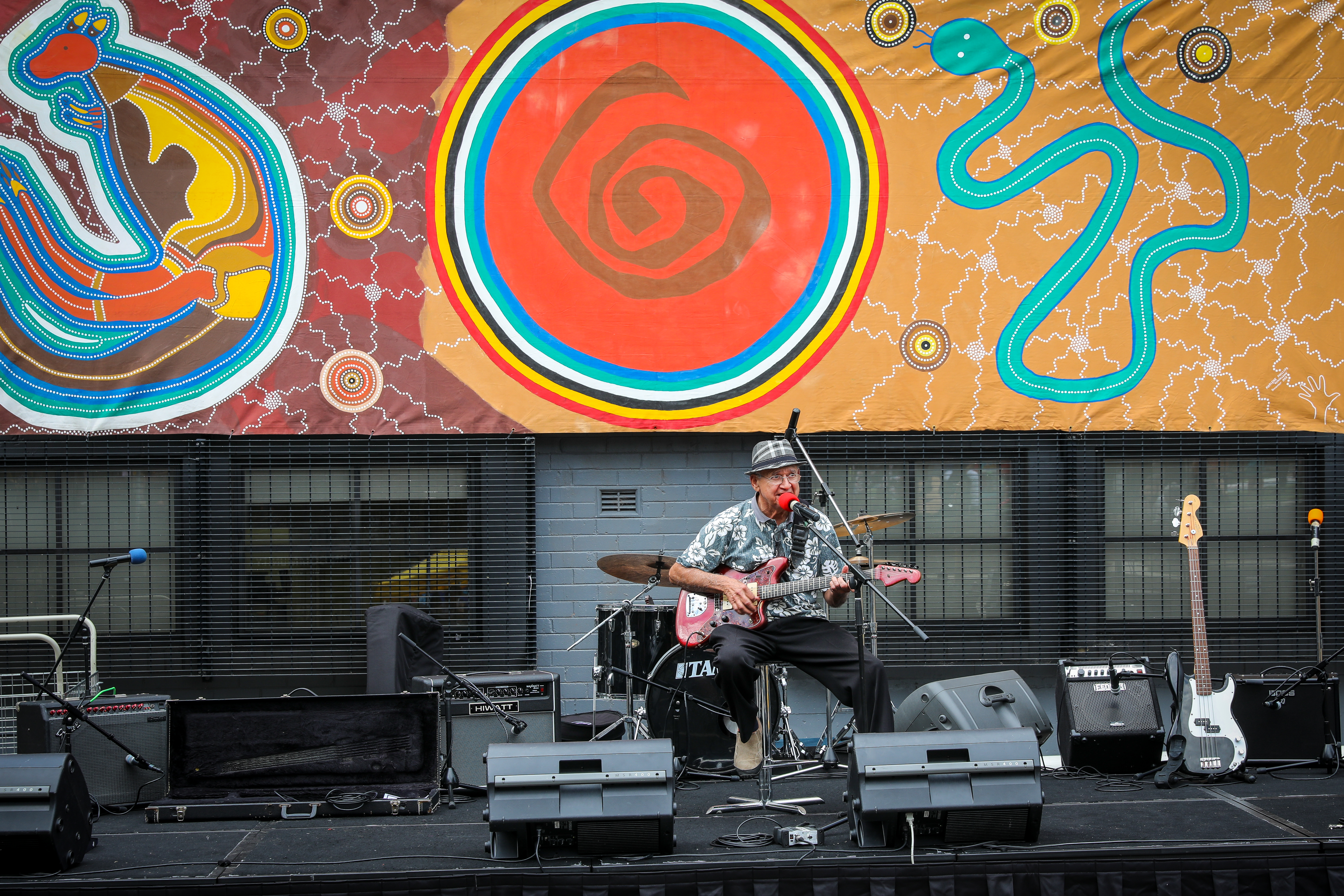 Marlene Phillips’ mural on display at Redfern Community Centre for the 2017 Redfern Community Christmas party. Photo: Katherine Griffiths / City of Sydney