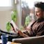 Man reading in a chair