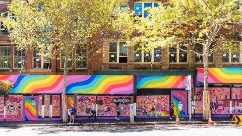 Oxford Street mural by artist Amy Blue for Sydney WorldPride. Photo: Nick Langley