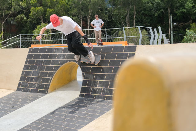 Creative features will keep skaters and riders challenged in the plaza area.