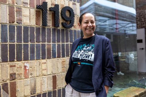 Tracey Duncan, project manager at 119 Redfern Street at the opening of the new Aboriginal knowledge and culture centre