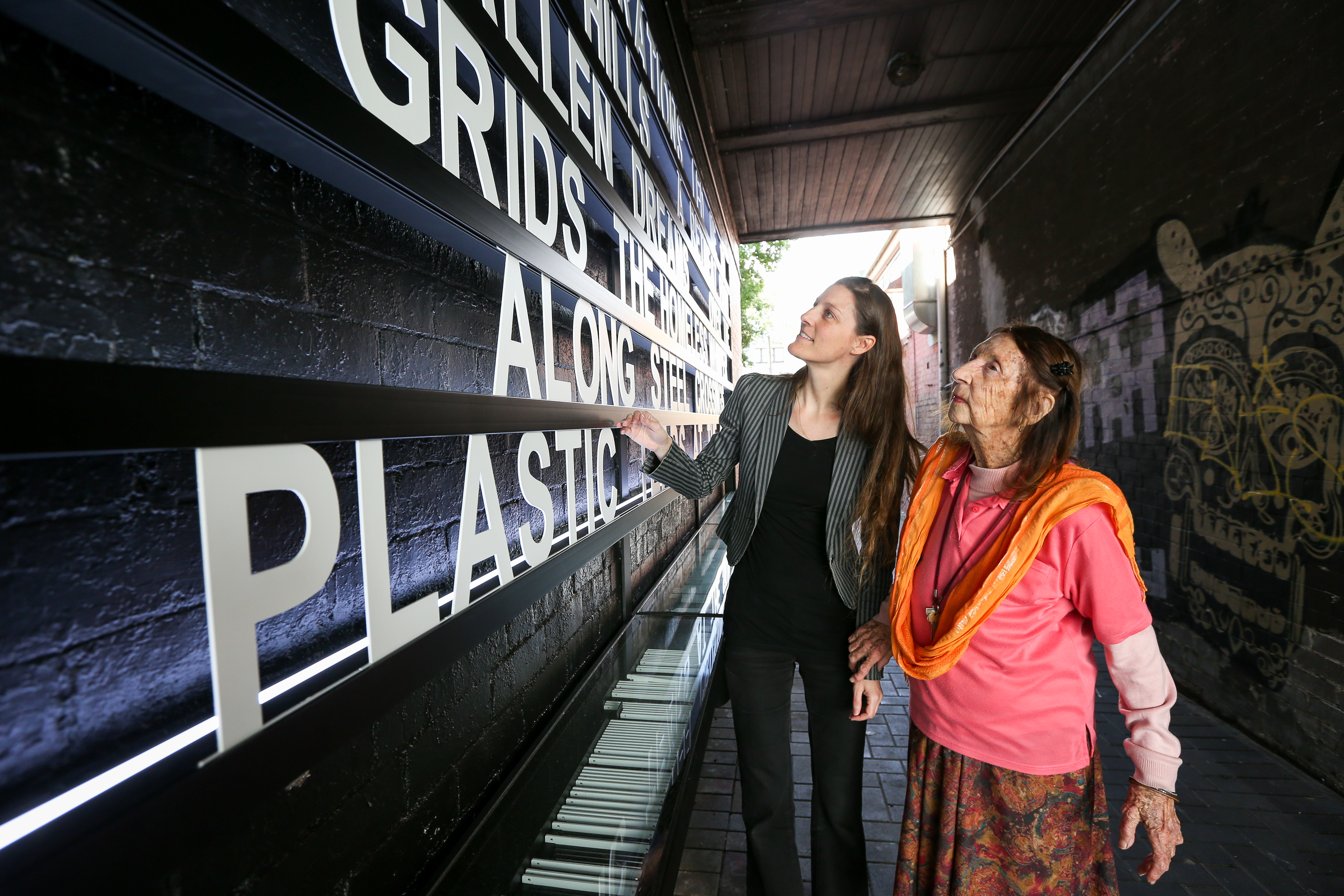 Artist Astra Howard with Surry Hills local Coralie Hinkley.