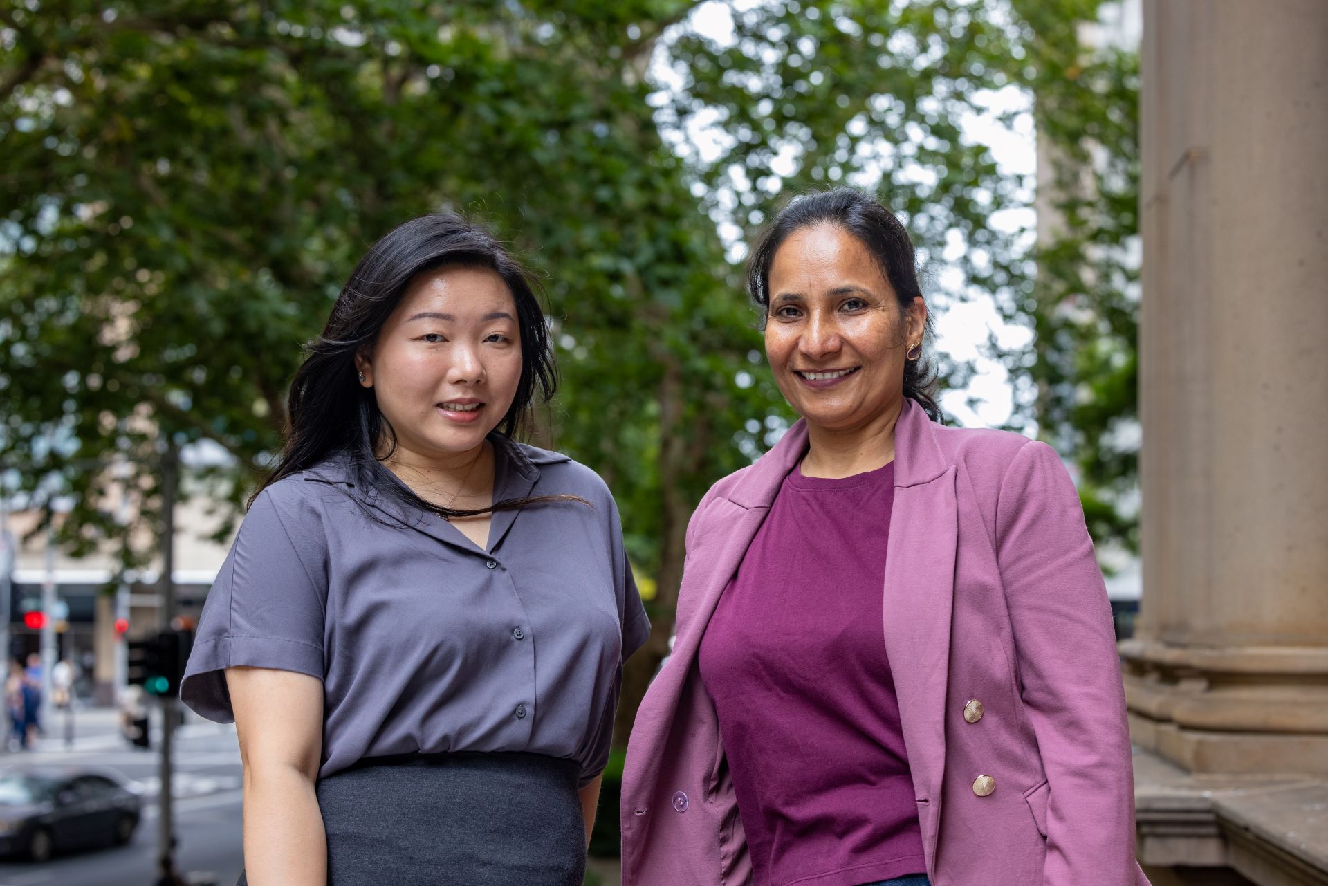 Shana Cai, project engineer in infrastructure design, with web developer Paramjit Matharu (right). Photo: Chris Southwood / City of Sydney