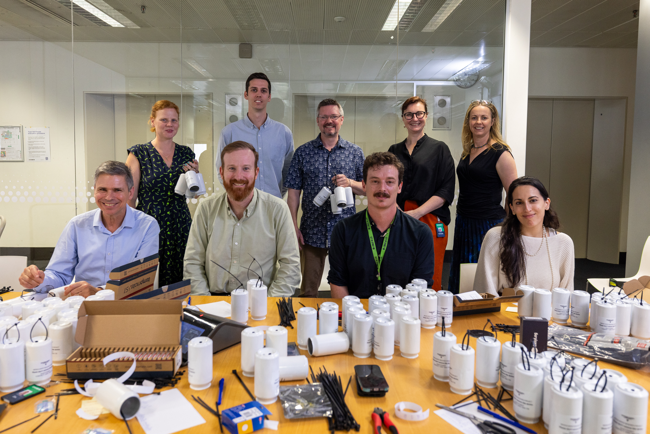 Our crafty team members who assembled the heat loggers. Image by Abril Felman