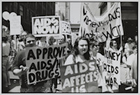ACT UP group marches during World AIDS Day, 1990. City of Sydney Archives A-01155026