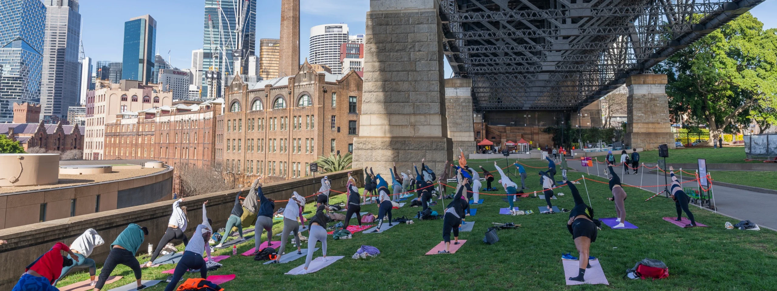 Yoga under the bridge every Sunday morning