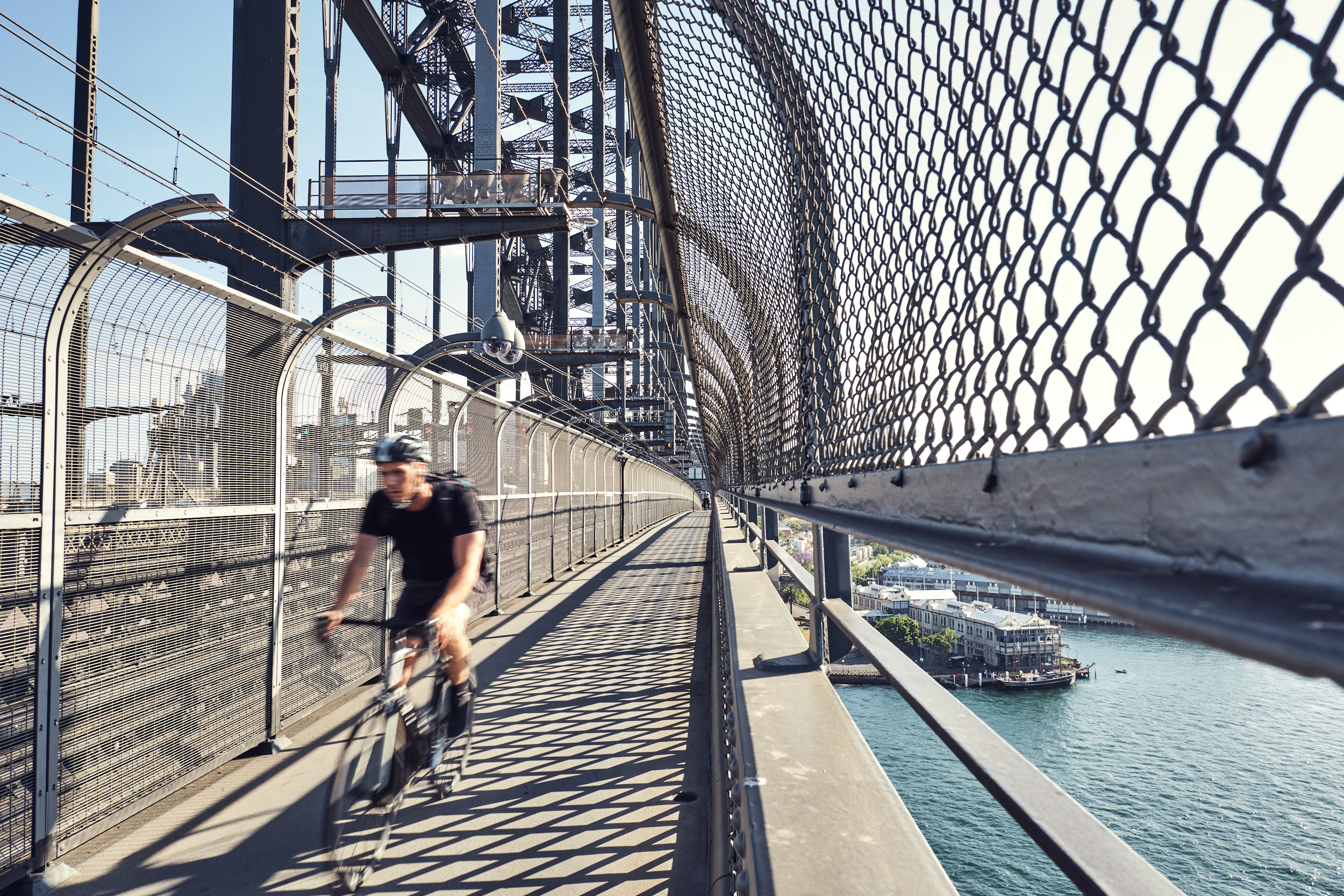 Riding over the Harbour Bridge