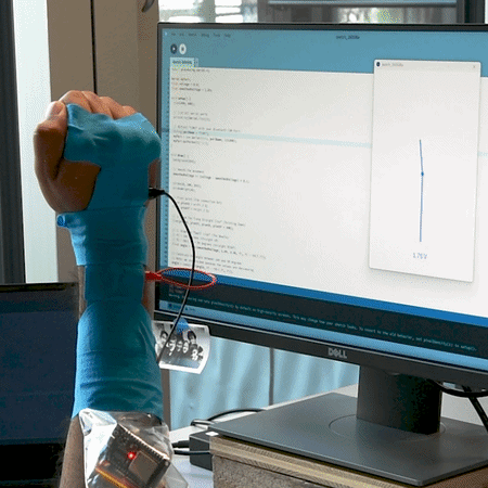 FDM printed sensor sandwiched and hosted using a kinesiology tape over wrist to detect angle