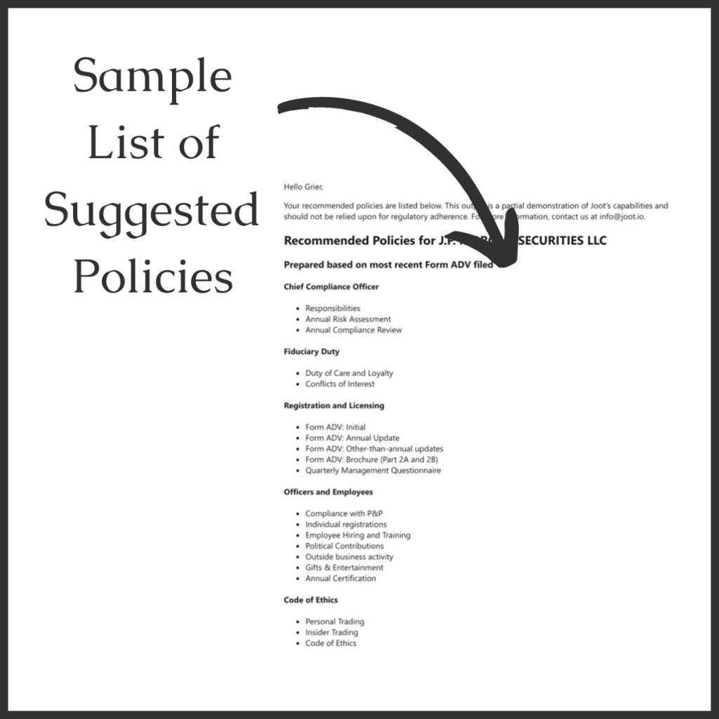 Sample List of Suggested Policies 