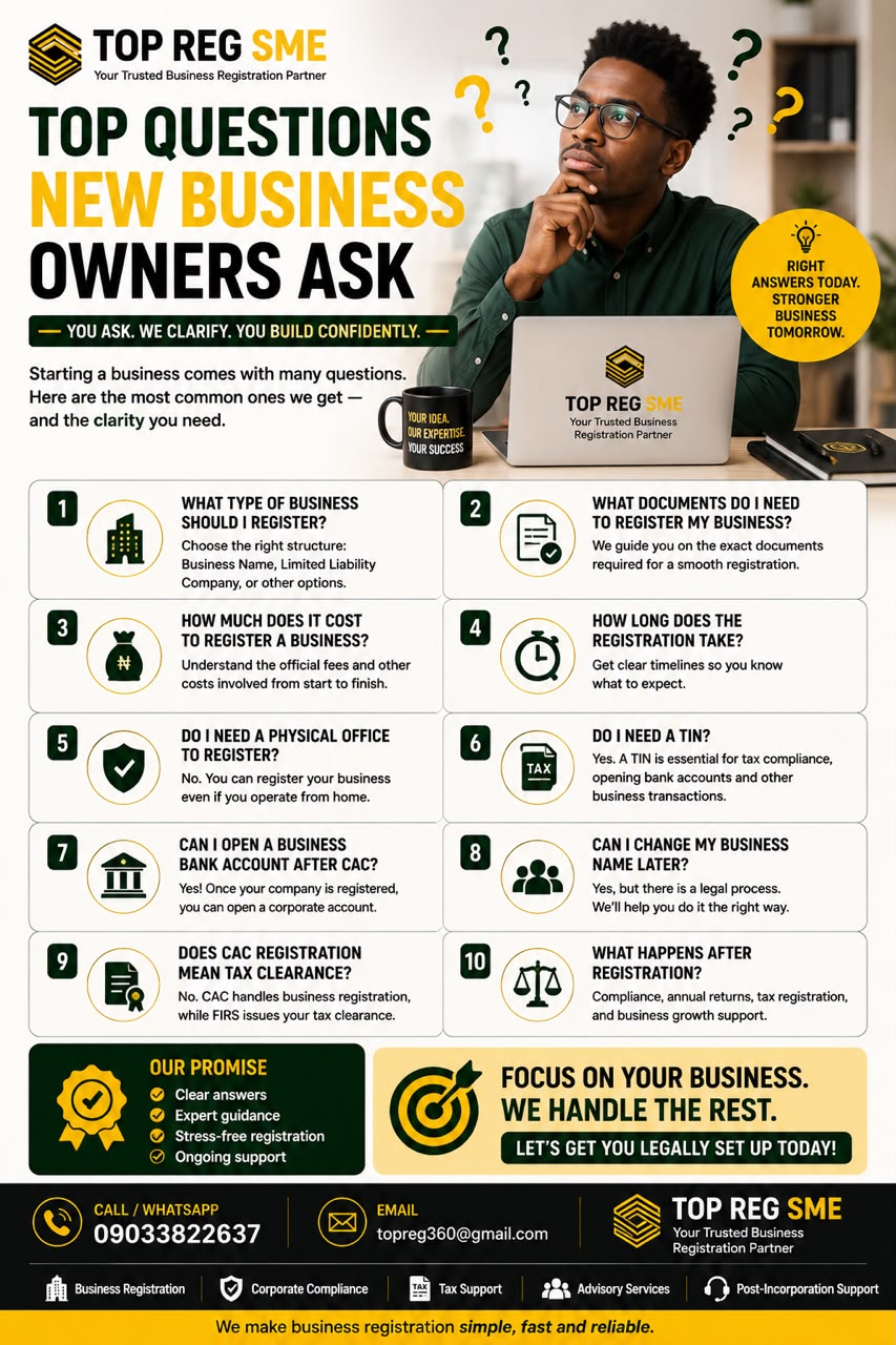 TOP 10 QUESTIONS NEW BUSINESS OWNERS ASK