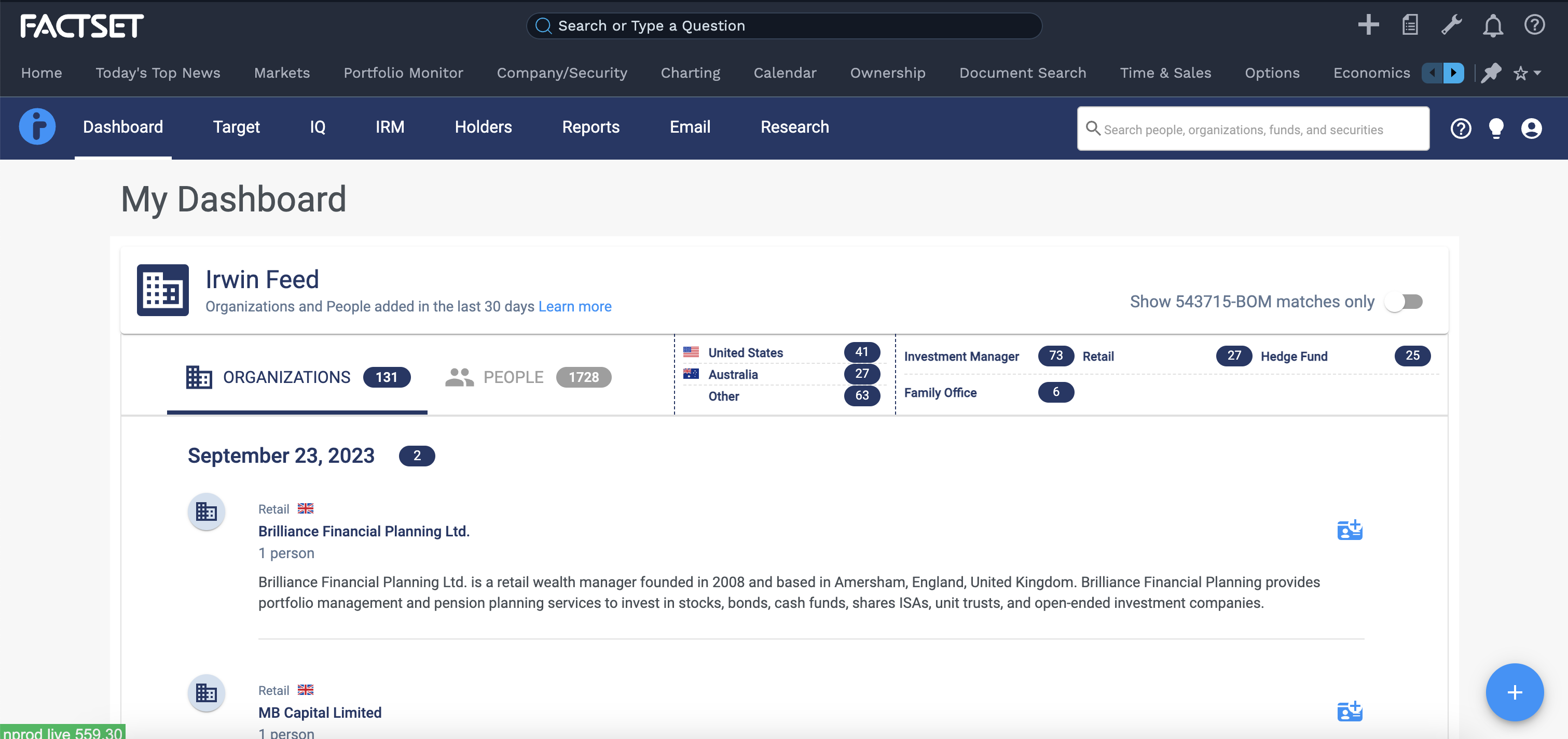 FactSet + Irwin Integrated Investor Relations Solution