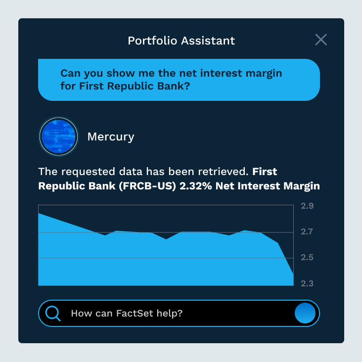 FactSet Mercury Portfolio Assistant AI 채팅 화면