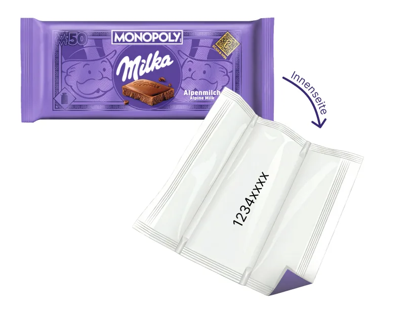 6. Wo finde ich den Promotioncode? - Milka Kleintafel und Mmmax-Tafeln: Code auf der Innenseite der Verpackung  - innenseite
