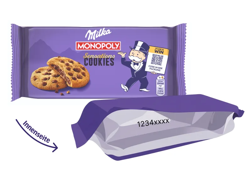 Milka Cookies Sensations: Code auf der Innenseite der Verpackung