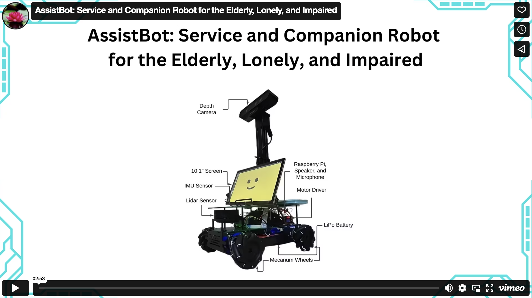 A screenshot from a video of a previous submission called Assistbot