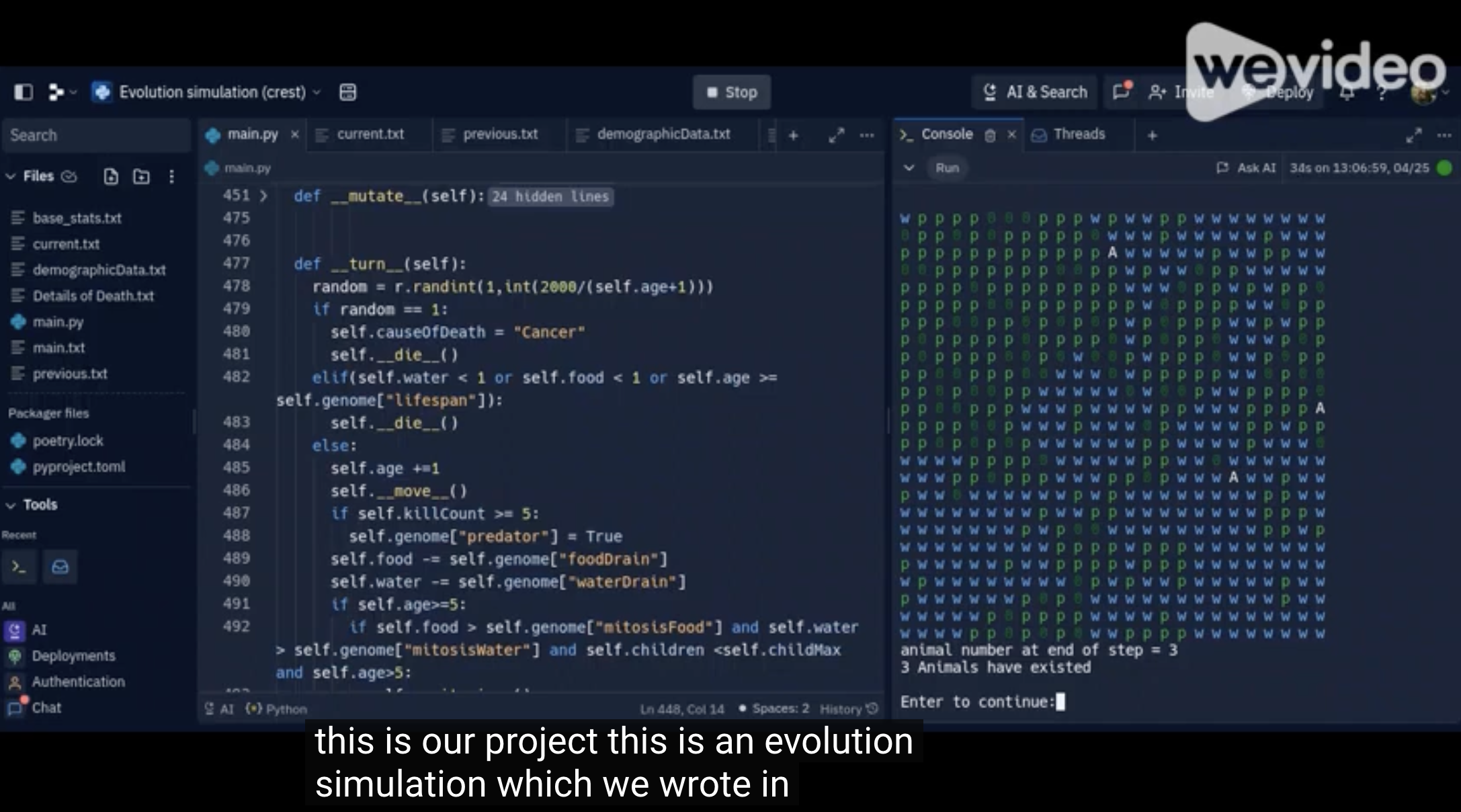 Screenshot of code written in python.