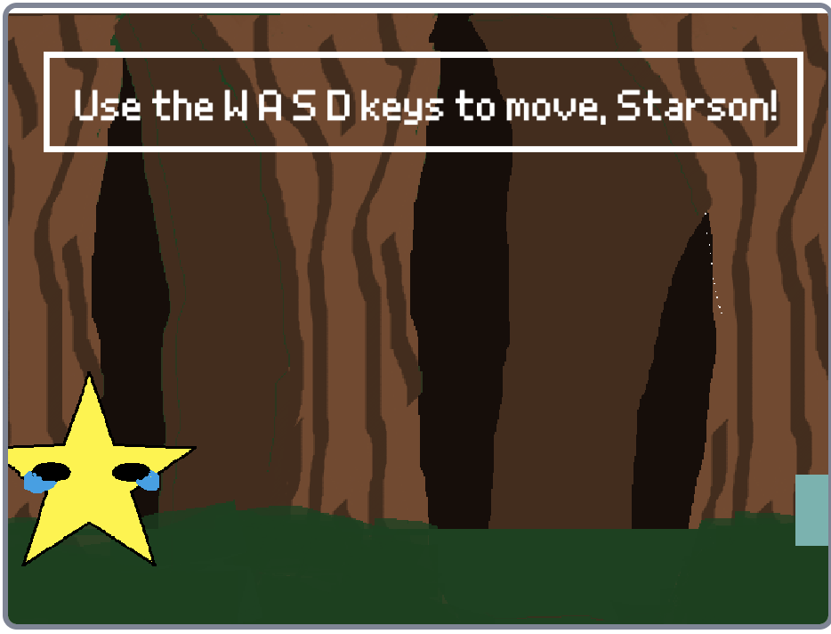 Screenshot of a Scratch projects showing a star in a forest.