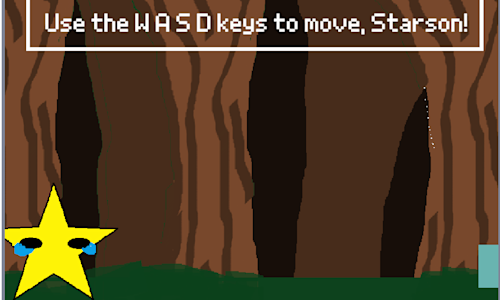 Screenshot of a Scratch projects showing a star in a forest.