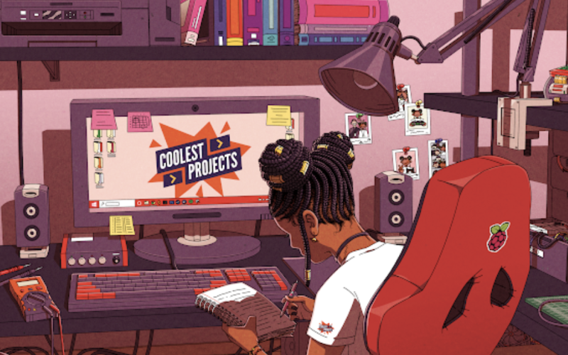 Illustration of a girl looking at her computer and messy desk