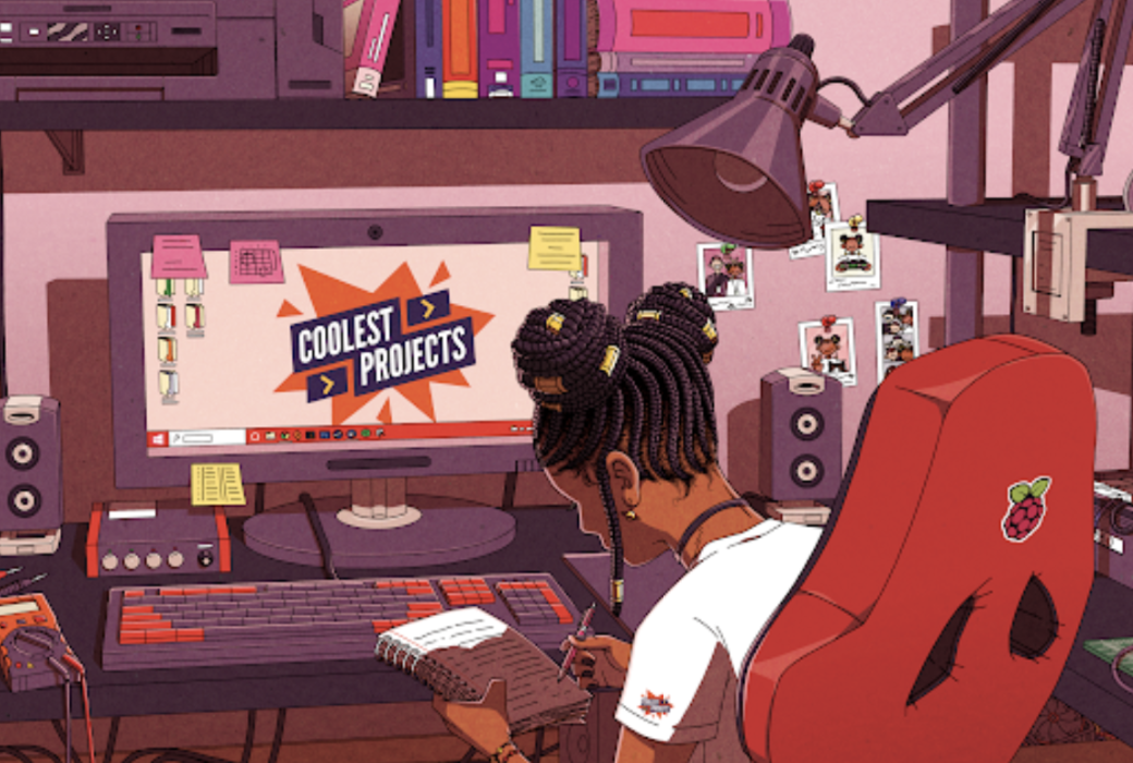 Illustration of a girl looking at her computer and messy desk