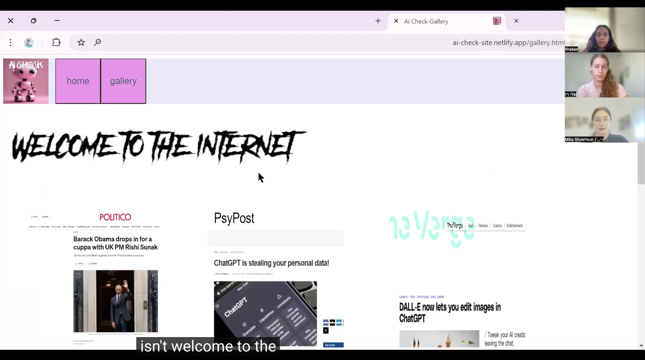 Screenshot of a video explaining a previous entry called AI website checker