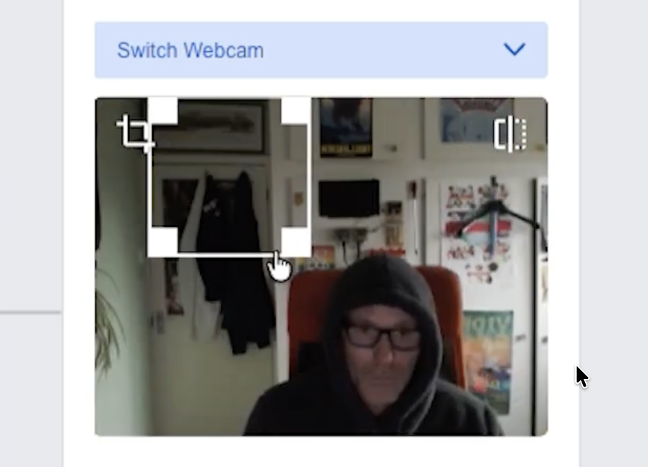 A screen shot from Teachable Machine showing you how to crop the video input