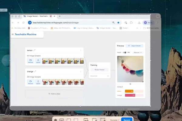 a mac desktop with the screen recording tool active