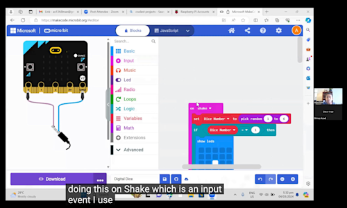 A screenshot from a video of a previous submission called Digital Dice