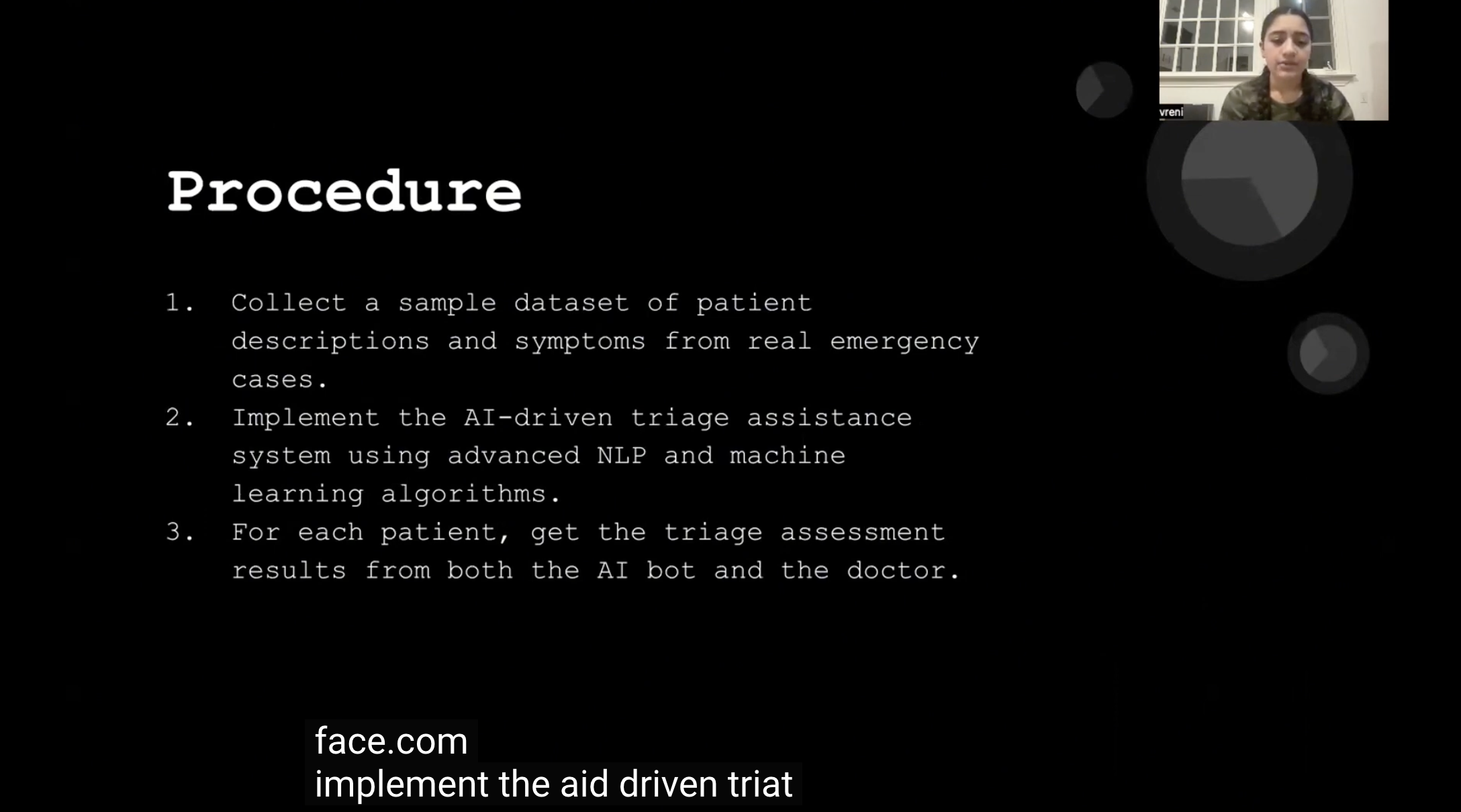 A screenshot from the video of a previous submission, depicting description of a project called AI Healthcare