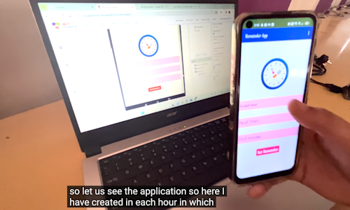 A screenshot from a video of a previous submission called Medicine Reminder