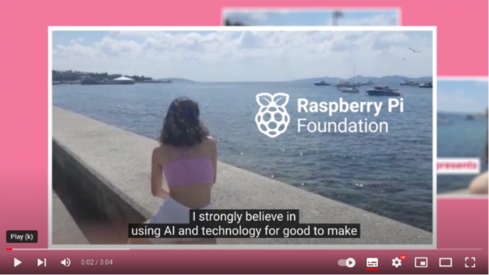 Young teen looks out to sea, Raspberry Pi Foundation logo