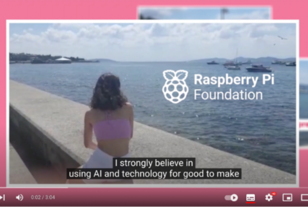 Young teen looks out to sea, Raspberry Pi Foundation logo