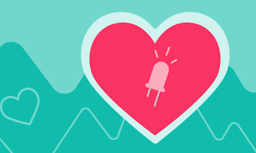 An illustration of a heart icon, with a lit LED inside.